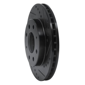 Dodge Colt Brake Rotor (1) - Front Right - R1 Concepts - Drilled & Slotted - Black - `88-`07